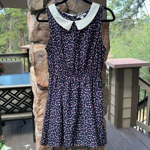PAPAYA Sleeveless Navy Blue Tulip Floral Fit & Flare Dress Sundress Size LARGE